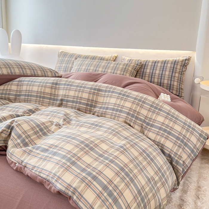 91家纺网 家纺一手货源 找家纺 （总）晚爱家纺 2025水洗棉麻双层纱四件套 超柔A类母婴级有氧棉