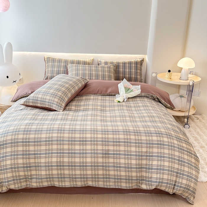 91家纺网 家纺一手货源 找家纺 （总）晚爱家纺 2025水洗棉麻双层纱四件套 超柔A类母婴级有氧棉