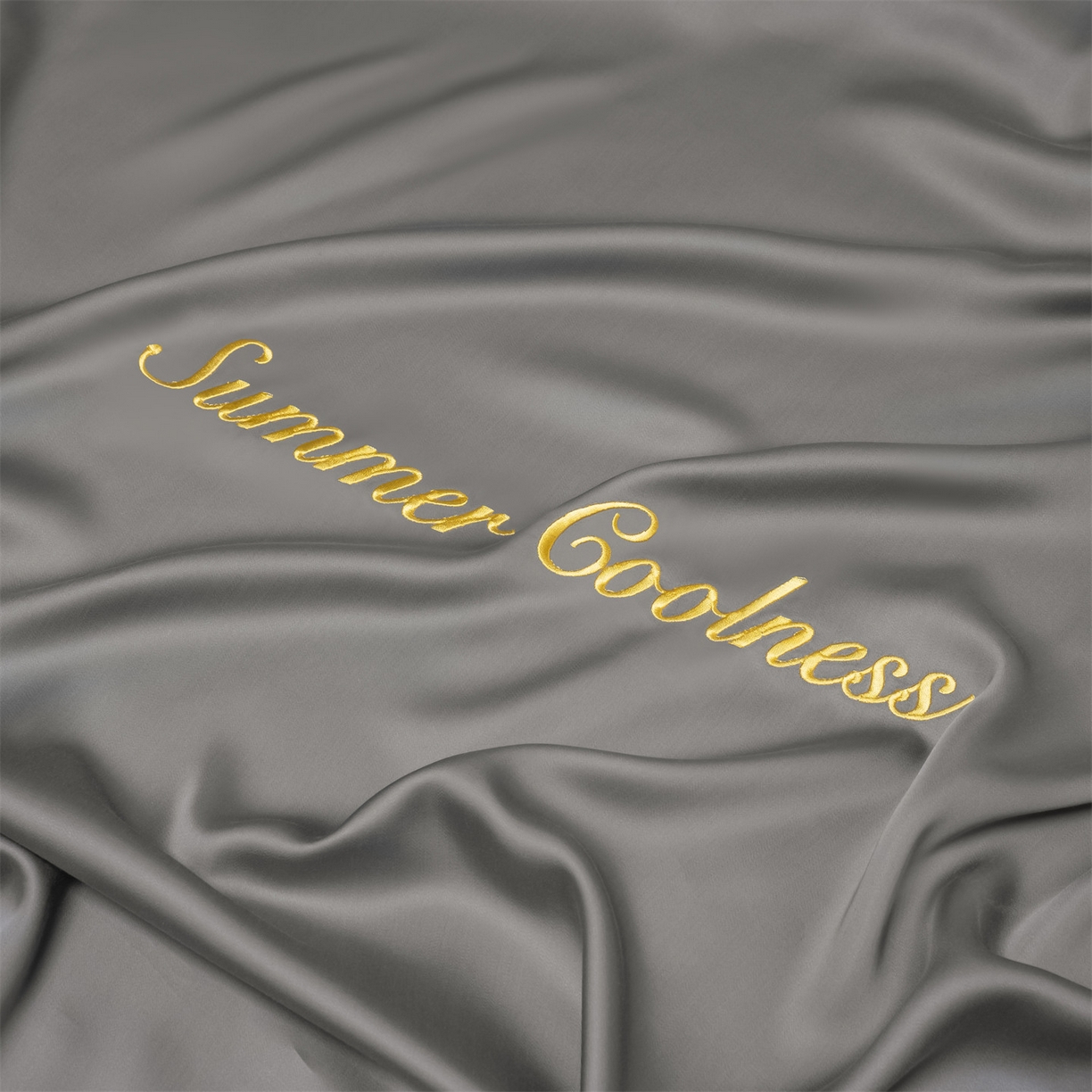 91家纺网 家纺一手货源 找家纺 美澳家纺 2026春夏新款纯色刺绣凉感水洗冰丝真丝床笠三件套 曜石黑