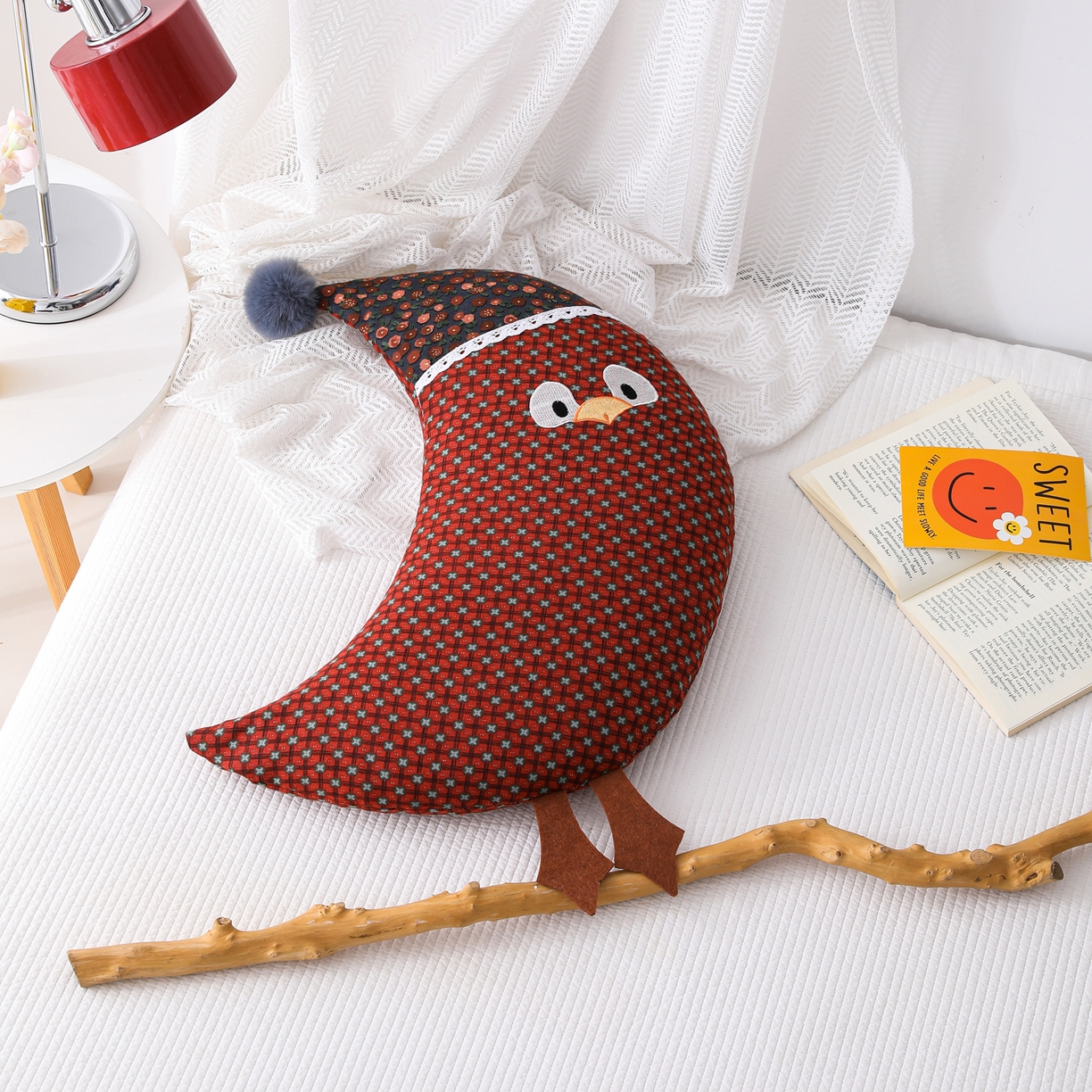 芯洲 2026新款卡通可爱小鸟造型双层纱荞麦枕枕头枕芯 月眠鸟-红