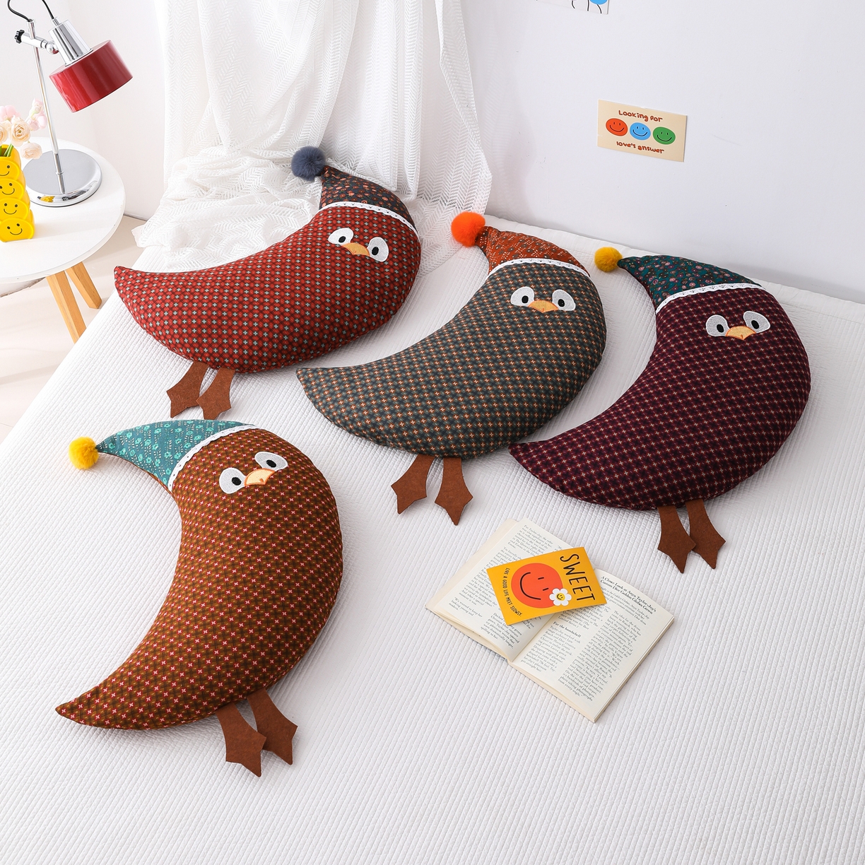 91家纺网 家纺一手货源 找家纺 芯洲 2026新款卡通可爱小鸟造型双层纱荞麦枕枕头枕芯 组合图 仅供参考