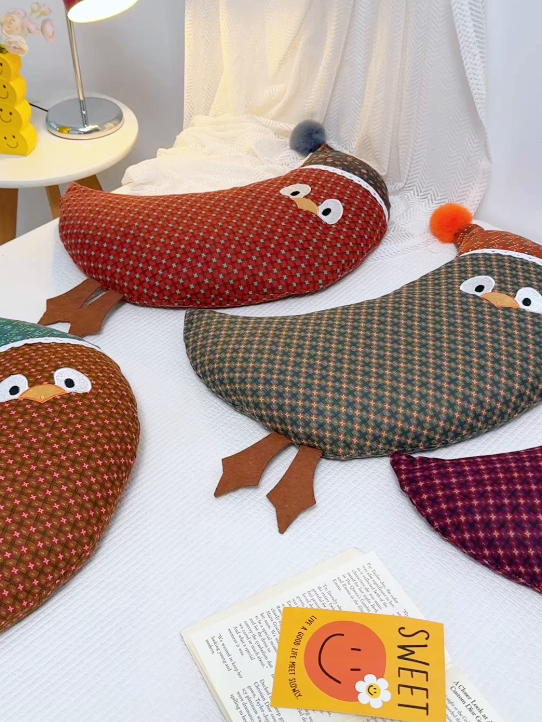 91家纺网 家纺一手货源 找家纺 芯洲 2026新款卡通可爱小鸟造型双层纱荞麦枕枕头枕芯 月眠鸟-紫