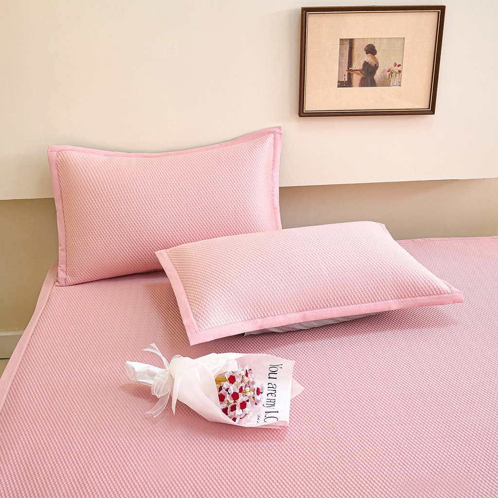 91家纺网 家纺一手货源 找家纺 莱家富 2026新款A类凉感豆豆席凉席席子-平铺款 平铺款-羽毛粉