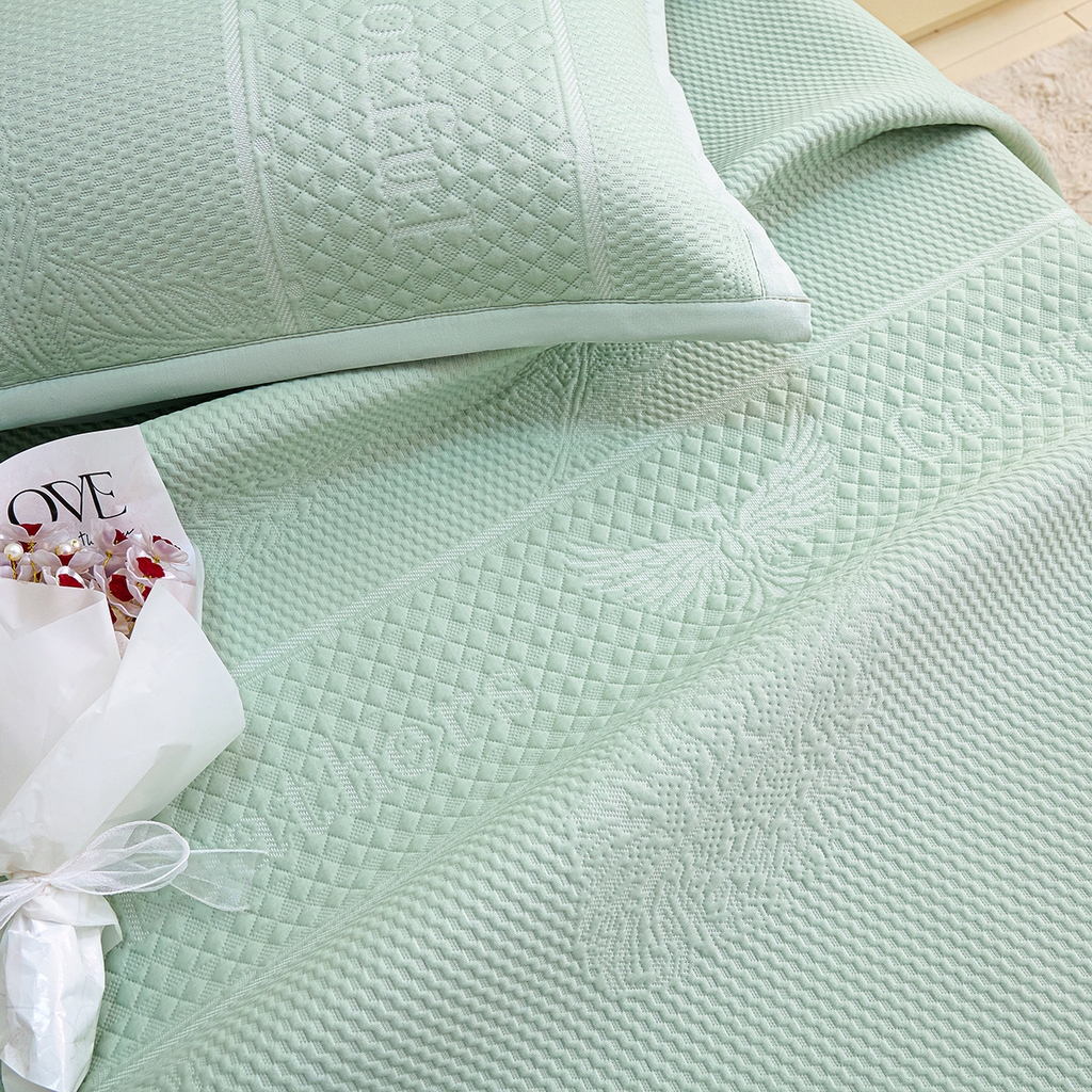 91家纺网 家纺一手货源 找家纺 莱家富 2026新款A类凉感豆豆席凉席席子-平铺款 平铺款-羽毛绿