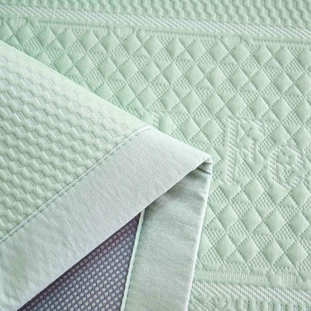 91家纺网 家纺一手货源 找家纺 莱家富 2026新款A类凉感豆豆席凉席席子-平铺款 平铺款-羽毛绿