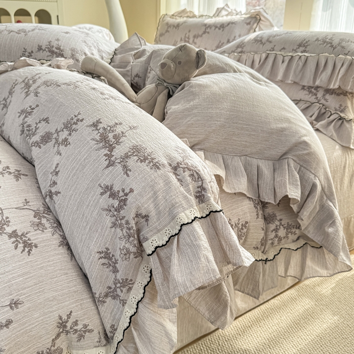 91家纺网 家纺一手货源 找家纺 （总）大麦家纺 2026新款水洗真丝提花床盖四件套丝韵繁花