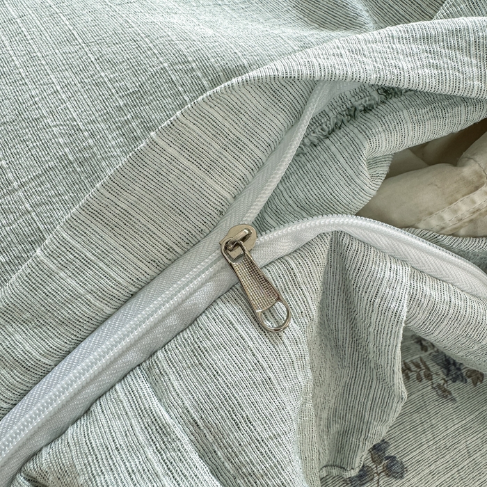 91家纺网 家纺一手货源 找家纺 大麦家纺 2026新款水洗色织棉麻花边四件套 花枝展招