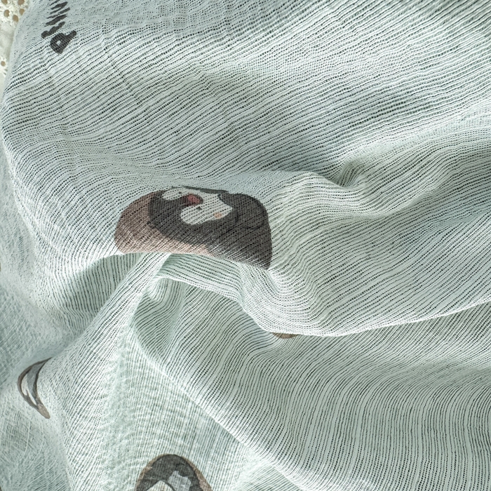 91家纺网 家纺一手货源 找家纺 大麦家纺 2026新款水洗色织棉麻花边四件套 企鹅时光