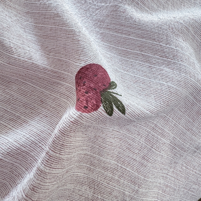 91家纺网 家纺一手货源 找家纺 大麦家纺 2026新款水洗色织棉麻花边四件套 软糖草莓