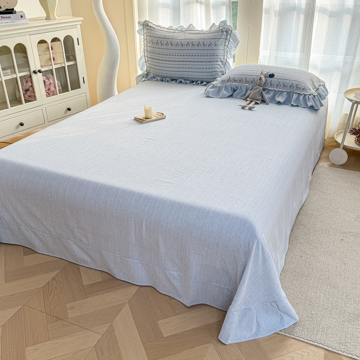 91家纺网 家纺一手货源 找家纺 大麦家纺 2026新款水洗色织棉麻花边四件套 小鹿乱撞