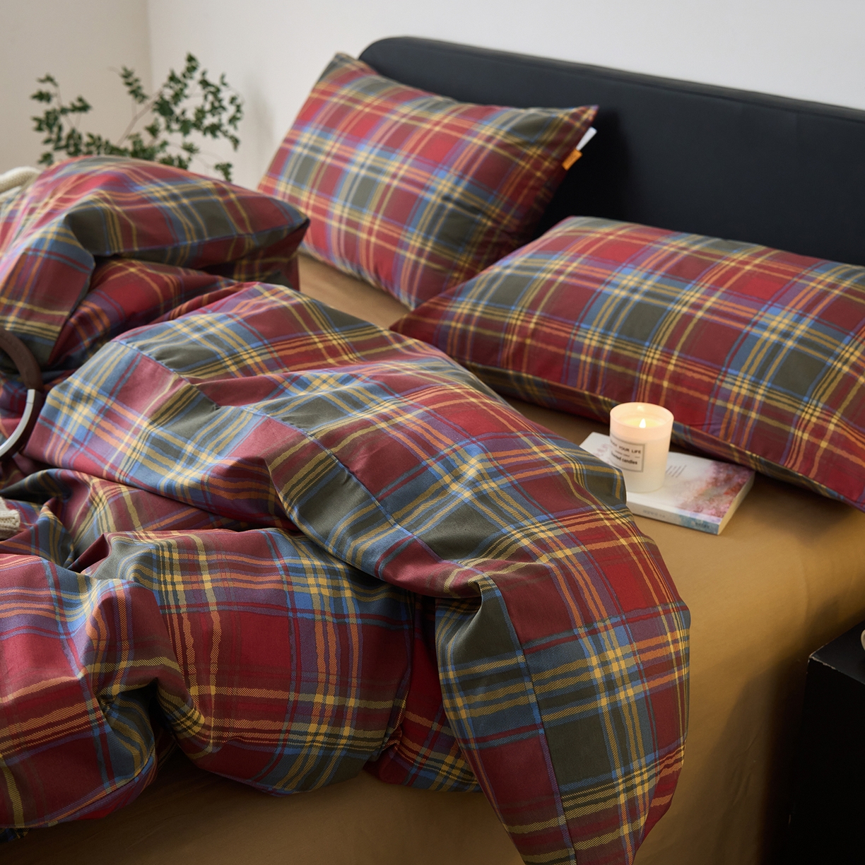 91家纺网 家纺一手货源 找家纺 （总）简宜家居（朝初家纺） 2026新款简约格子40支13070纯棉全棉四件套