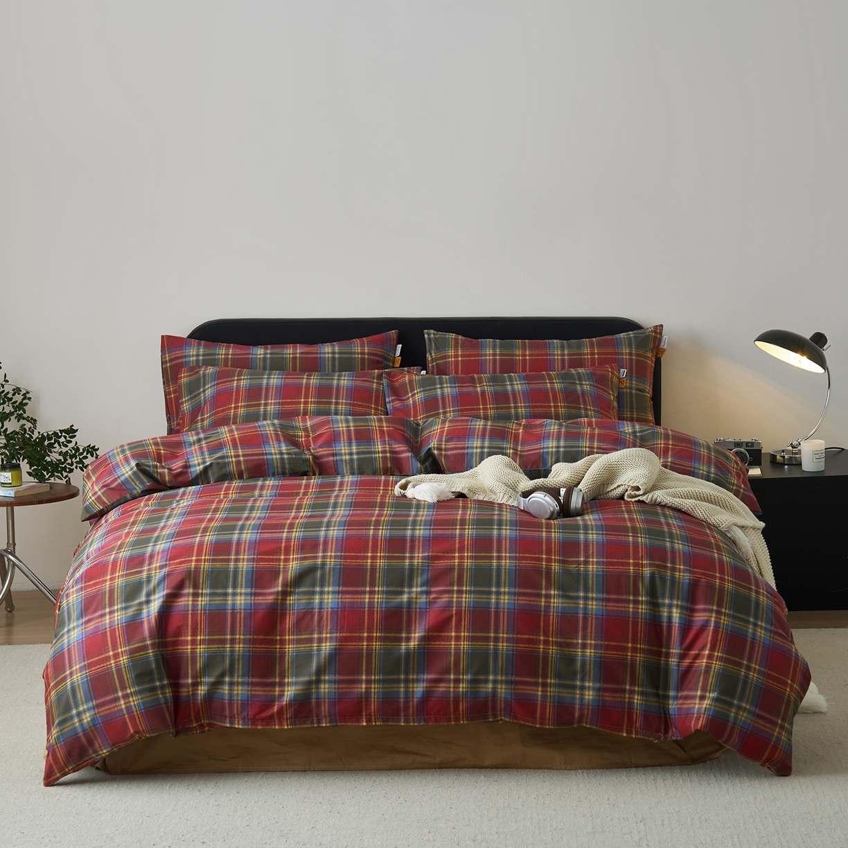 91家纺网 家纺一手货源 找家纺 （总）简宜家居（朝初家纺） 2026新款简约格子40支13070纯棉全棉四件套