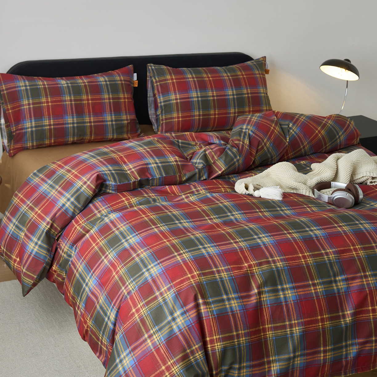 91家纺网 家纺一手货源 找家纺 （总）简宜家居（朝初家纺） 2026新款简约格子40支13070纯棉全棉四件套