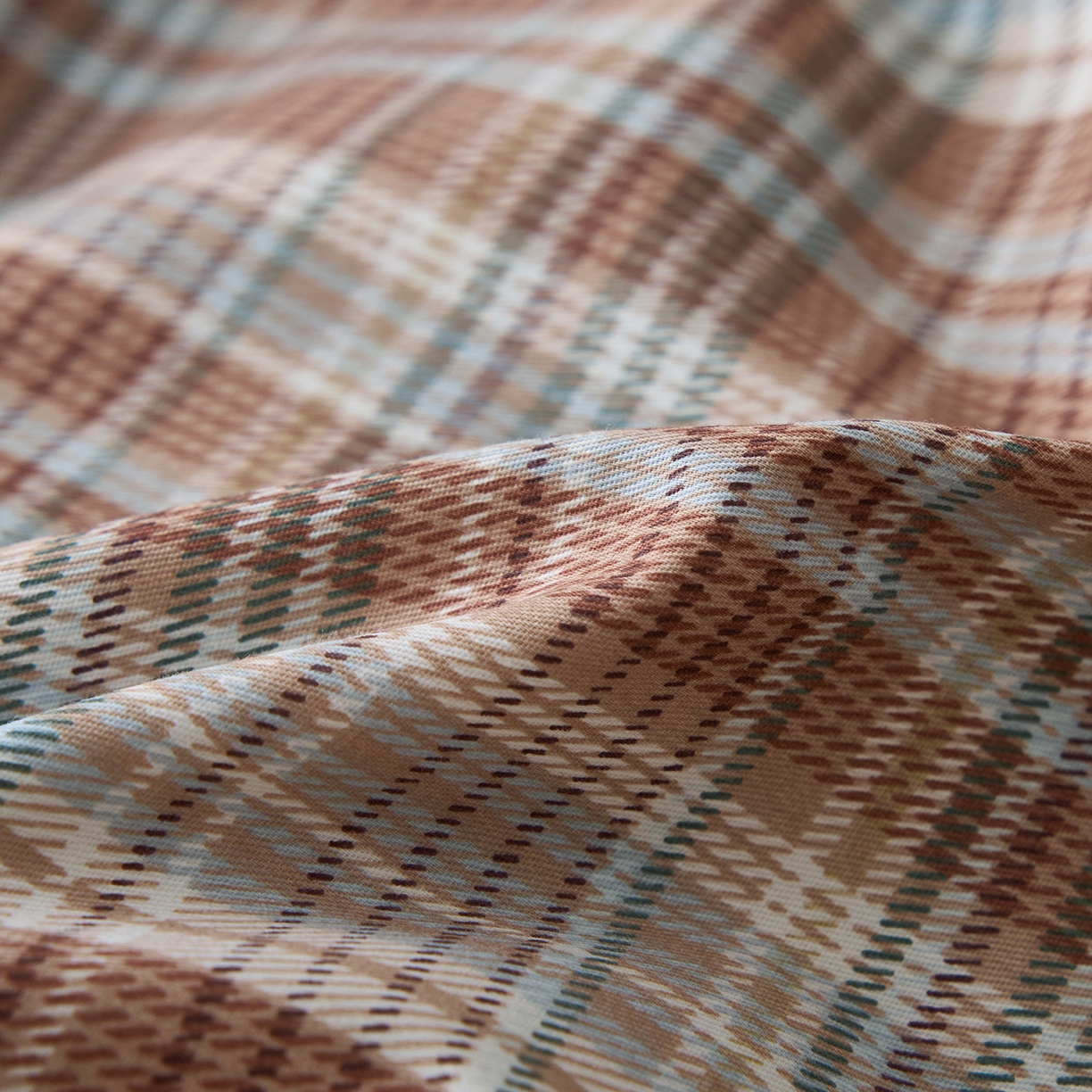 91家纺网 家纺一手货源 找家纺 简宜家居（朝初家纺） 2026新款简约格子40支13070纯棉全棉四件套 赤茶格