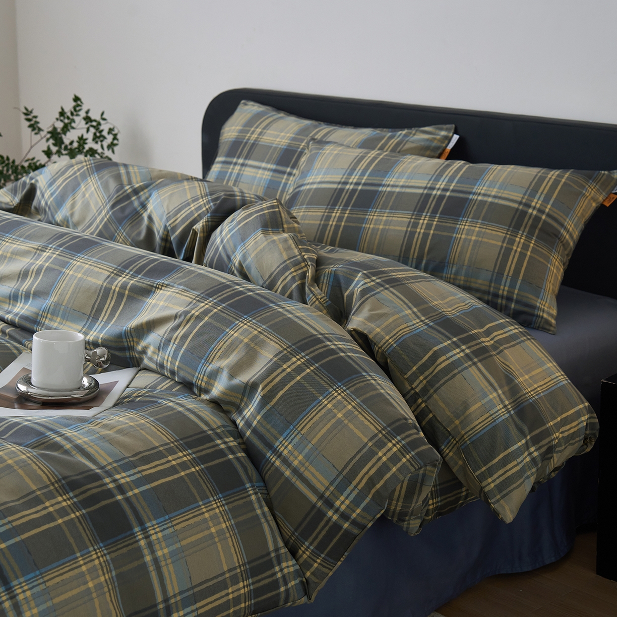 91家纺网 家纺一手货源 找家纺 简宜家居（朝初家纺） 2026新款简约格子40支13070纯棉全棉四件套 英伦-青澜