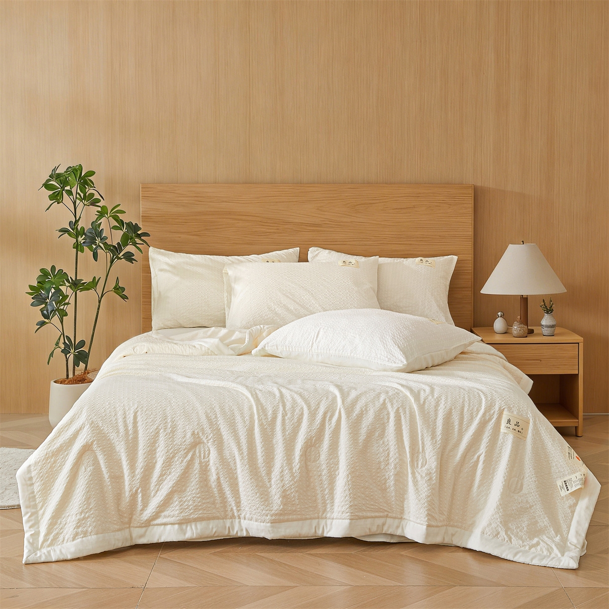 91家纺网 家纺一手货源 找家纺 招财星家纺 2026新款A类奶芙棉大豆夏被四件套空调被被子夏凉被芯薄被子（带质检报告买家秀） 奶芙芙-米白