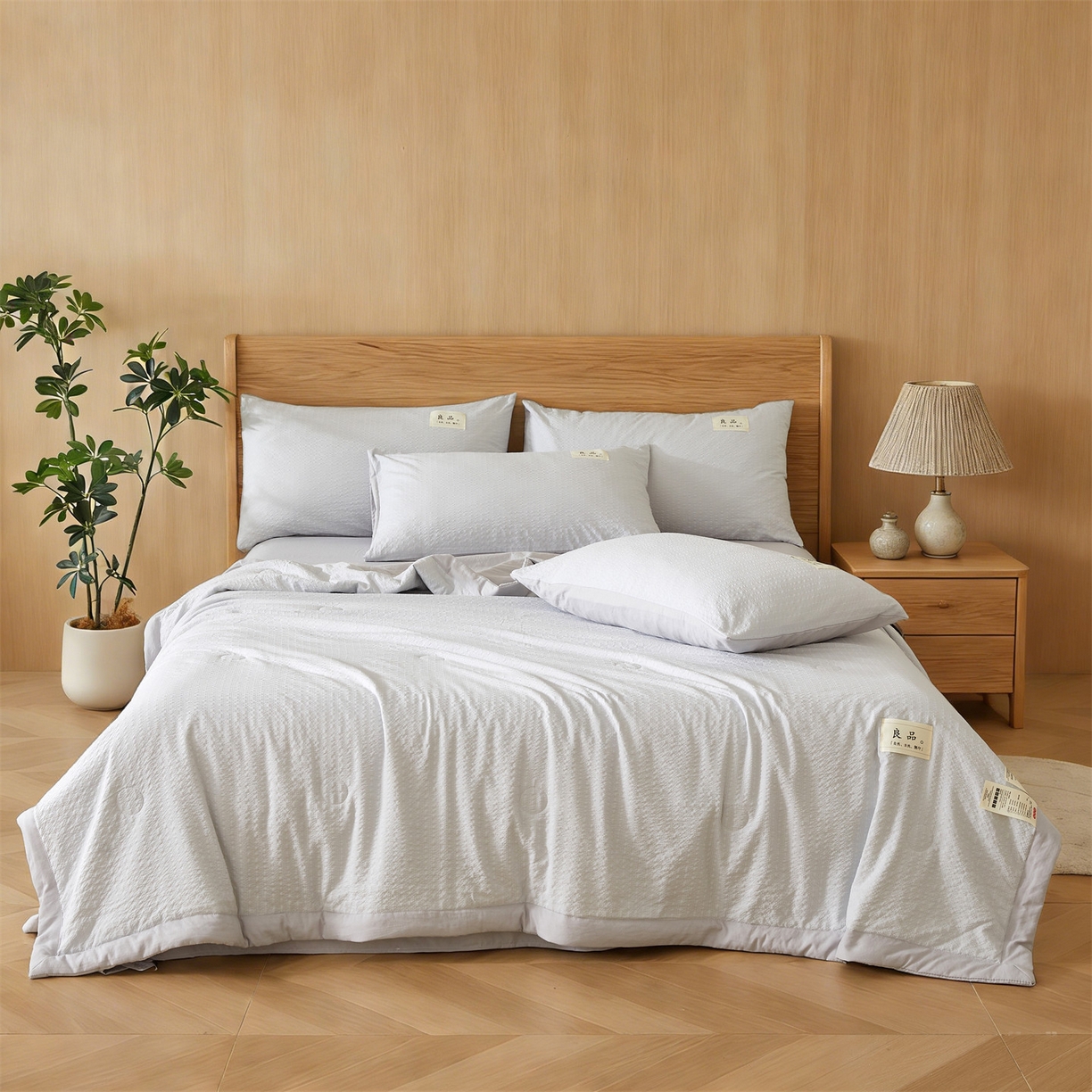 91家纺网 家纺一手货源 找家纺 招财星家纺 2026新款A类奶芙棉大豆夏被四件套空调被被子夏凉被芯薄被子（带质检报告买家秀） 奶芙芙-浅灰