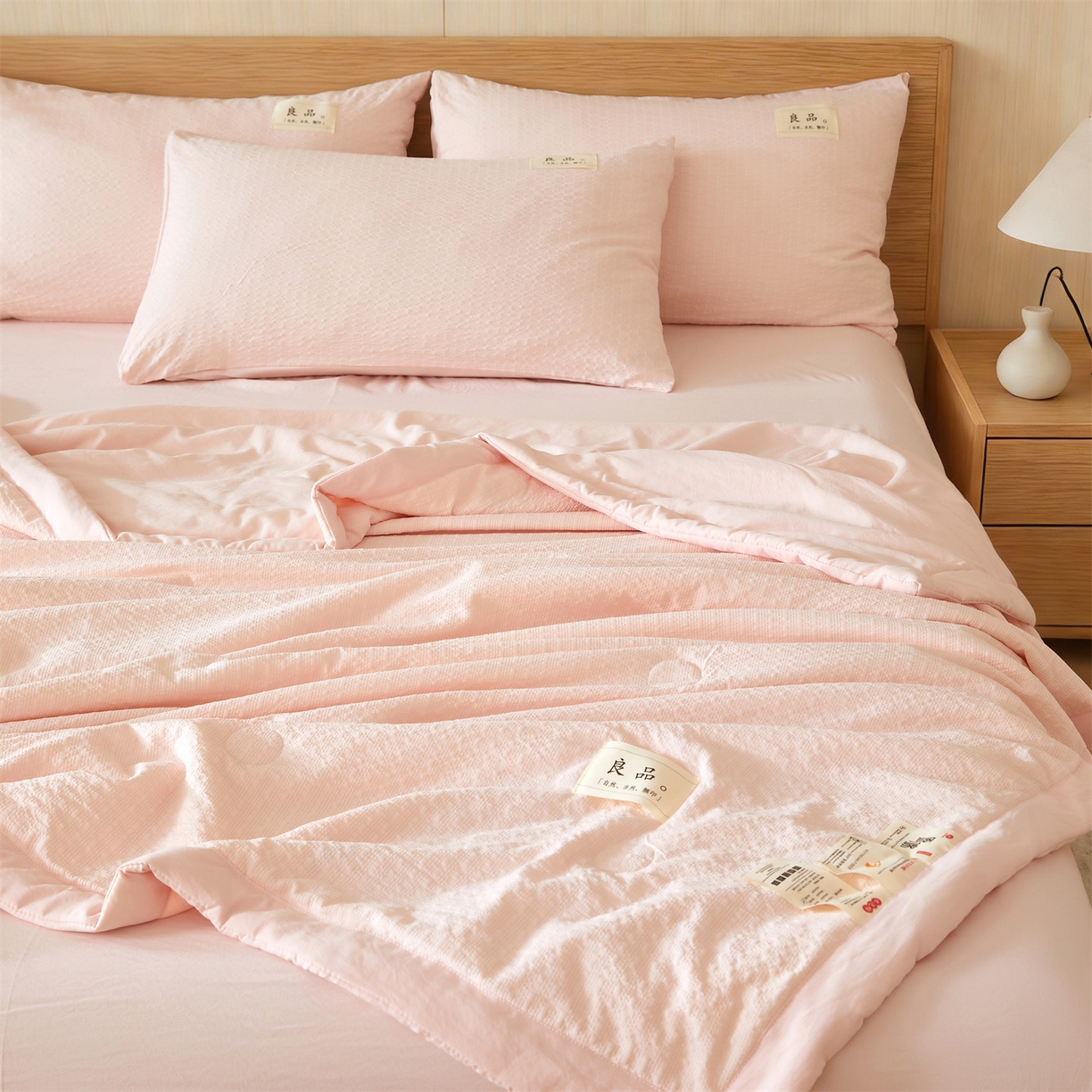 91家纺网 家纺一手货源 找家纺 招财星家纺 2026新款A类奶芙棉大豆夏被四件套空调被被子夏凉被芯薄被子（带质检报告买家秀） 奶芙芙-粉玉