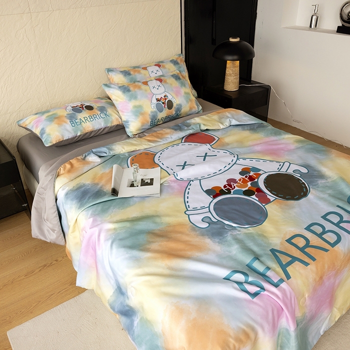 91家纺网 家纺一手货源 找家纺 色鬼布艺高端家居主号 2026春夏新款水洗真丝夏被夏凉被空调被四件套 七彩熊