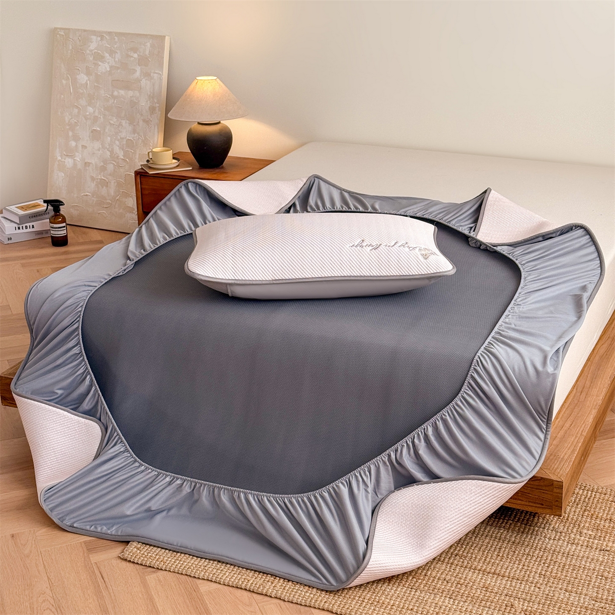 91家纺网 家纺一手货源 找家纺 （总）鑫姿席业 2026新款5A抗菌PE提花凉感席凉席席子蝶舞福禄