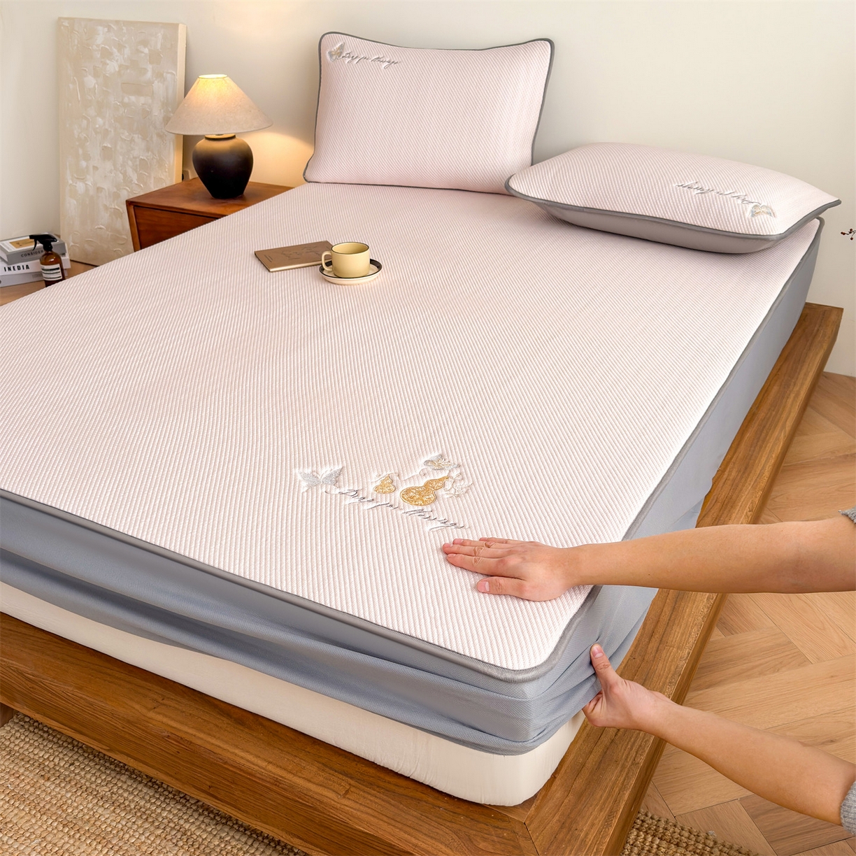 91家纺网 家纺一手货源 找家纺 （总）鑫姿席业 2026新款5A抗菌PE提花凉感席凉席席子蝶舞福禄