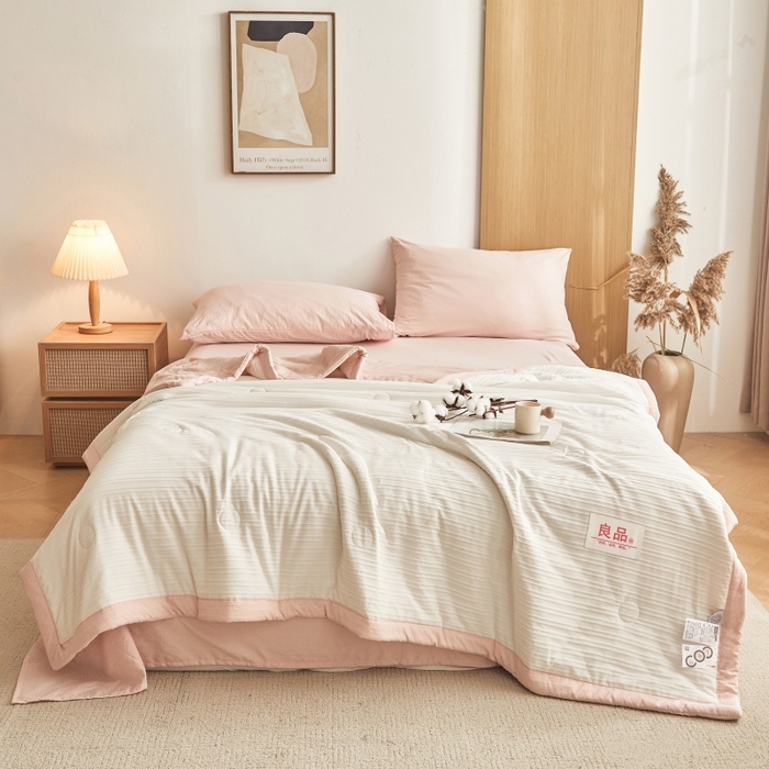 91家纺网 家纺一手货源 找家纺 爱屋及屋 2026新款良品100%纯棉花夏被夏凉被空调被 良品-粉玉