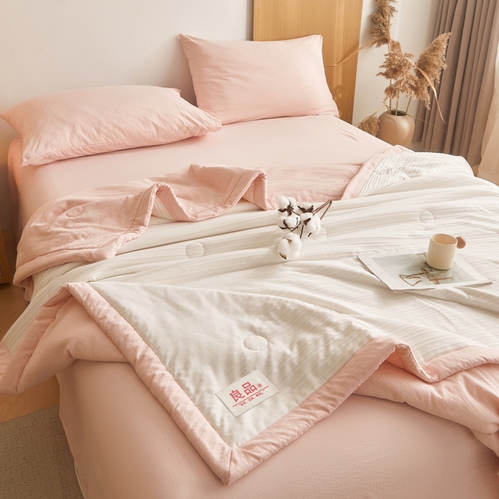 91家纺网 家纺一手货源 找家纺 爱屋及屋 2026新款良品100%纯棉花夏被夏凉被空调被 良品-粉玉