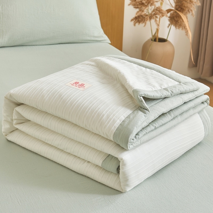 91家纺网 家纺一手货源 找家纺 爱屋及屋 2026新款良品100%纯棉花夏被夏凉被空调被 良品-清新绿