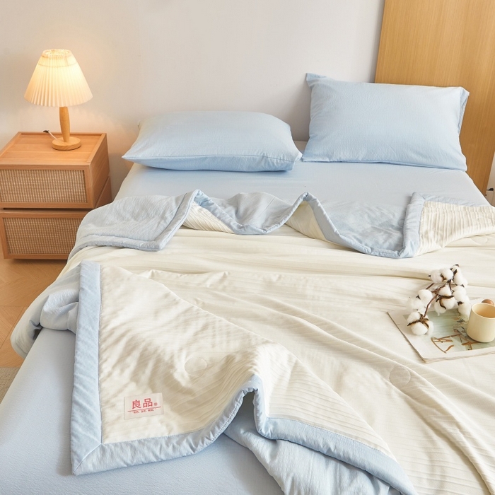 91家纺网 家纺一手货源 找家纺 爱屋及屋 2026新款良品100%纯棉花夏被夏凉被空调被 良品-天空蓝