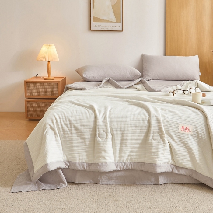 91家纺网 家纺一手货源 找家纺 爱屋及屋 2026新款良品100%纯棉花夏被夏凉被空调被 良品-浅灰
