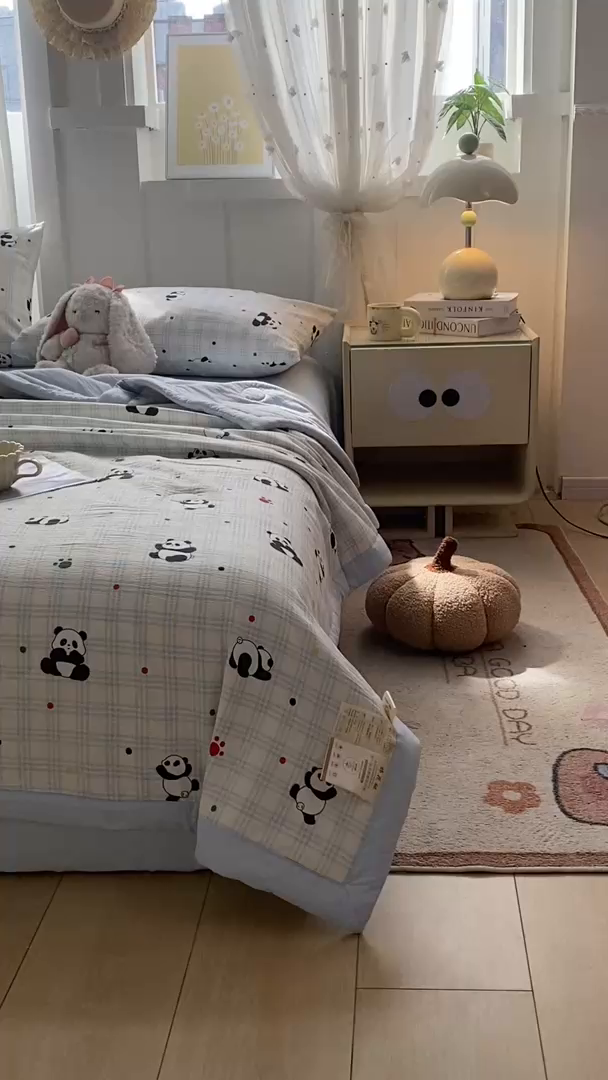 91家纺网 家纺一手货源 找家纺 （总）爱屋及屋 2026新款小清新双层纱宽包边棉花被夏凉被空调被夏被