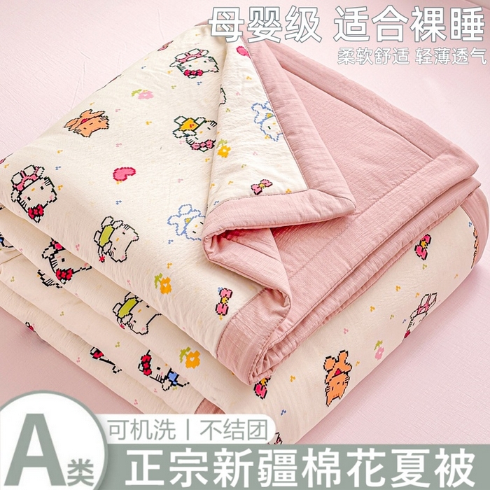 91家纺网 家纺一手货源 找家纺 （总）爱屋及屋 2026新款小清新双层纱宽包边棉花被夏凉被空调被夏被