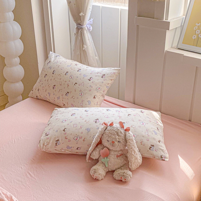 91家纺网 家纺一手货源 找家纺 爱屋及屋 2026新款小清新双层纱宽包边棉花被夏凉被空调被夏被 春日小猫