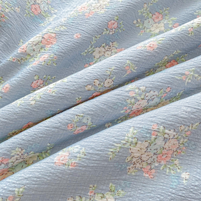 91家纺网 家纺一手货源 找家纺 爱屋及屋 2026新款小清新双层纱宽包边棉花被夏凉被空调被夏被 繁花-蓝