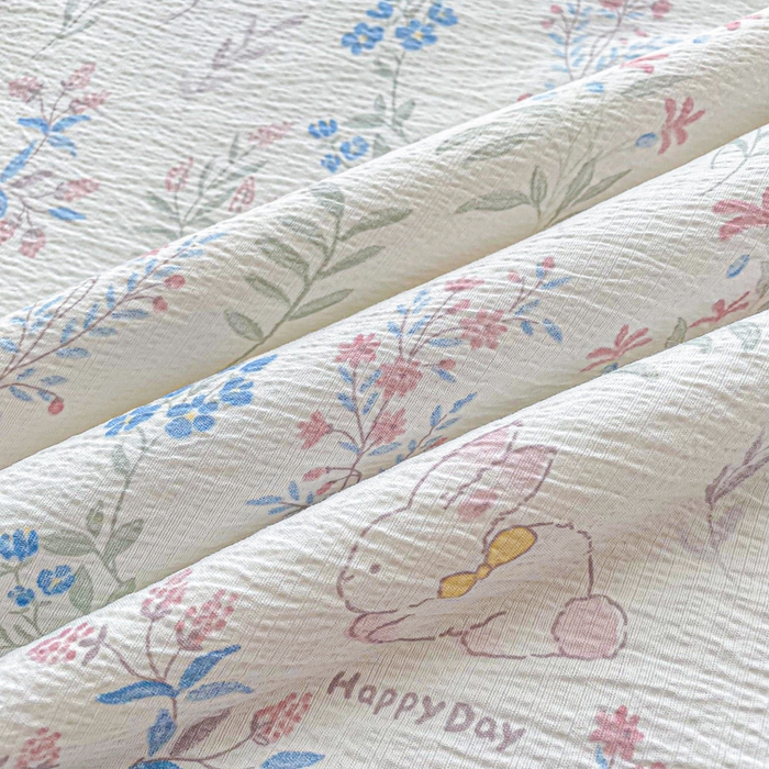 91家纺网 家纺一手货源 找家纺 爱屋及屋 2026新款小清新双层纱宽包边棉花被夏凉被空调被夏被 花之兔