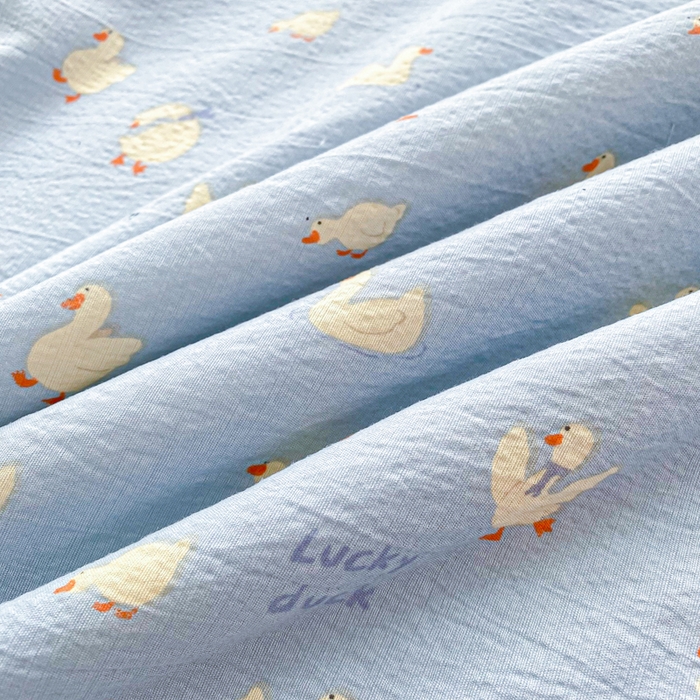 91家纺网 家纺一手货源 找家纺 爱屋及屋 2026新款小清新双层纱宽包边棉花被夏凉被空调被夏被 蓝色小丫