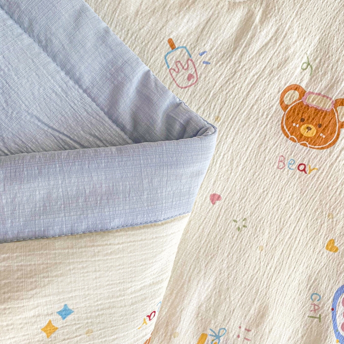 91家纺网 家纺一手货源 找家纺 爱屋及屋 2026新款小清新双层纱宽包边棉花被夏凉被空调被夏被 萌宠集