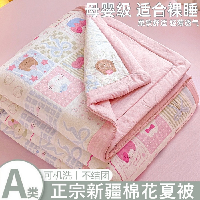 爱屋及屋 2026新款小清新双层纱宽包边棉花被夏凉被空调被夏被 奶油块块