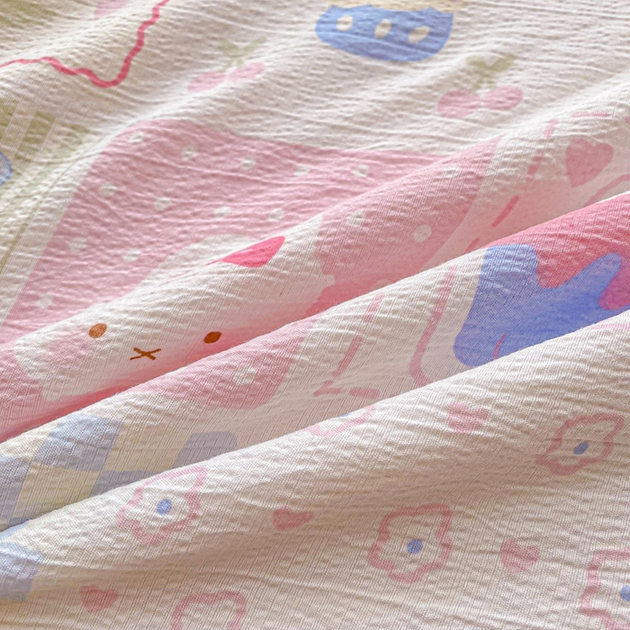 91家纺网 家纺一手货源 找家纺 爱屋及屋 2026新款小清新双层纱宽包边棉花被夏凉被空调被夏被 奶油块块