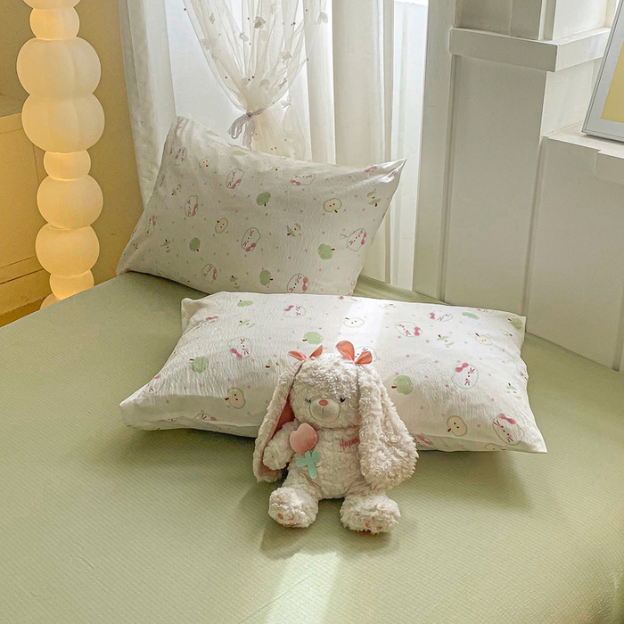 91家纺网 家纺一手货源 找家纺 爱屋及屋 2026新款小清新双层纱宽包边棉花被夏凉被空调被夏被 苹果猫