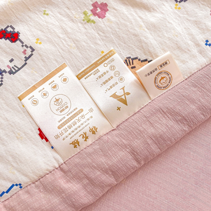 91家纺网 家纺一手货源 找家纺 爱屋及屋 2026新款小清新双层纱宽包边棉花被夏凉被空调被夏被 像素KT