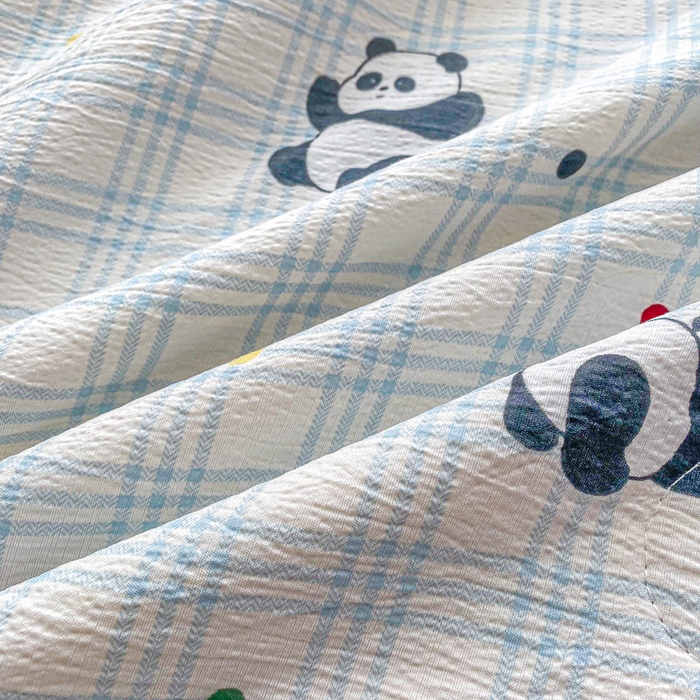 91家纺网 家纺一手货源 找家纺 爱屋及屋 2026新款小清新双层纱宽包边棉花被夏凉被空调被夏被 小熊猫