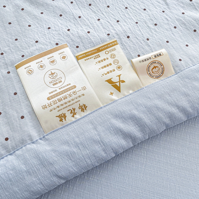 91家纺网 家纺一手货源 找家纺 爱屋及屋 2026新款小清新双层纱宽包边棉花被夏凉被空调被夏被 云感-蓝