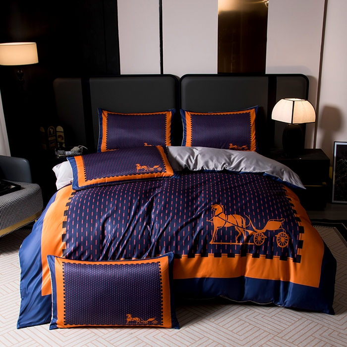 91家纺网 家纺一手货源 找家纺 （总）色鬼布艺高端家居主号 2026春夏新款外贸跨境欧美轻奢潮牌水洗真丝四件套印花四件套