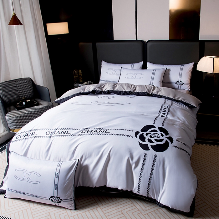 91家纺网 家纺一手货源 找家纺 色鬼布艺高端家居主号 2026春夏新款外贸跨境欧美轻奢潮牌水洗真丝四件套印花四件套 白香