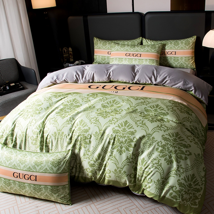 91家纺网 家纺一手货源 找家纺 色鬼布艺高端家居主号 2026春夏新款外贸跨境欧美轻奢潮牌水洗真丝四件套印花四件套 格林绿