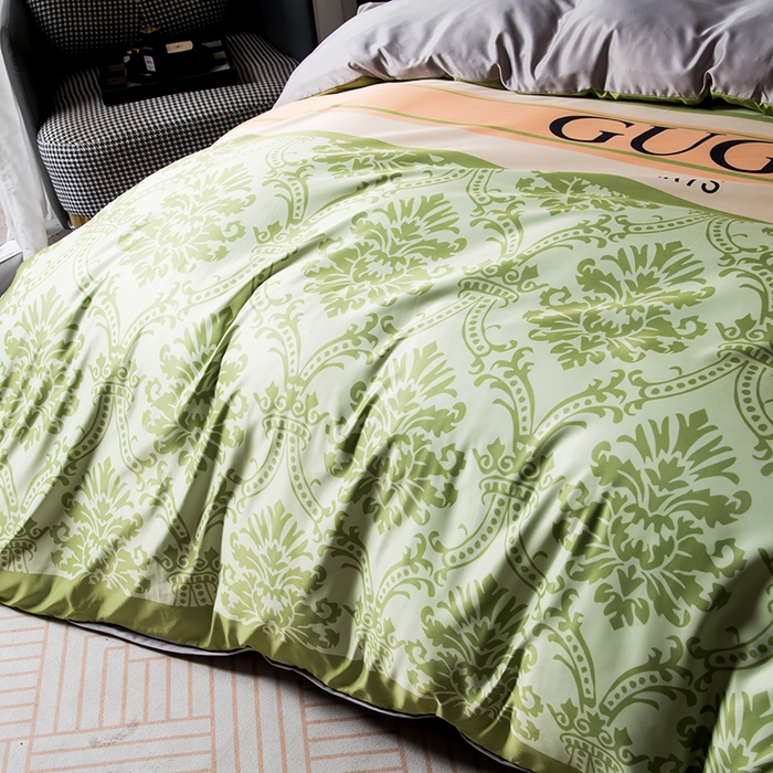 91家纺网 家纺一手货源 找家纺 色鬼布艺高端家居主号 2026春夏新款外贸跨境欧美轻奢潮牌水洗真丝四件套印花四件套 格林绿