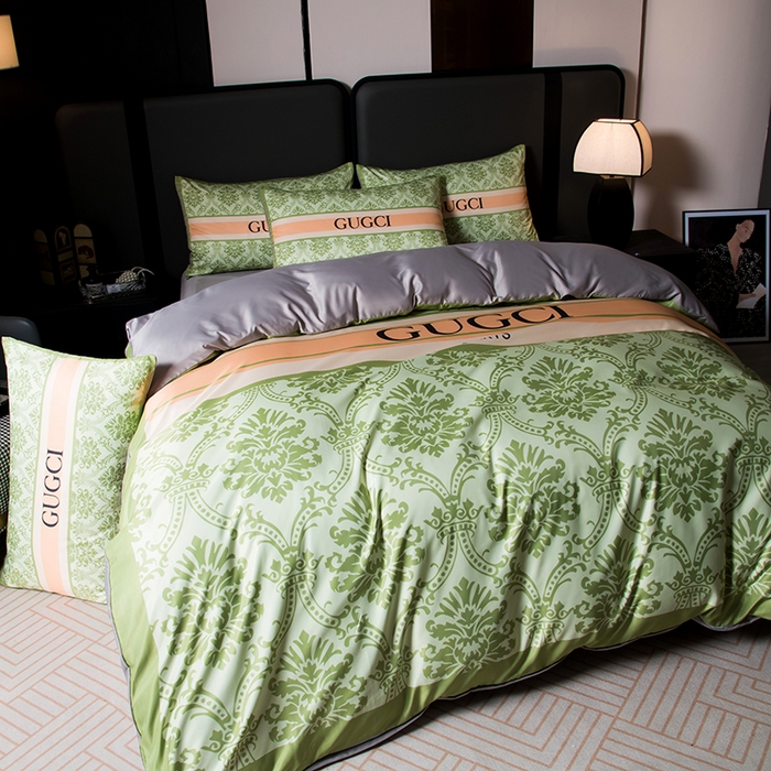 91家纺网 家纺一手货源 找家纺 色鬼布艺高端家居主号 2026春夏新款外贸跨境欧美轻奢潮牌水洗真丝四件套印花四件套 格林绿