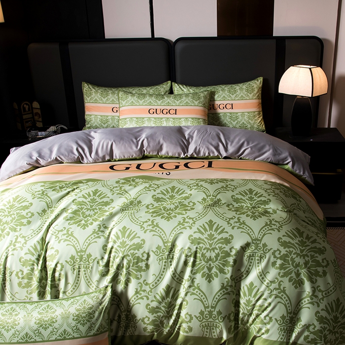 91家纺网 家纺一手货源 找家纺 色鬼布艺高端家居主号 2026春夏新款外贸跨境欧美轻奢潮牌水洗真丝四件套印花四件套 格林绿