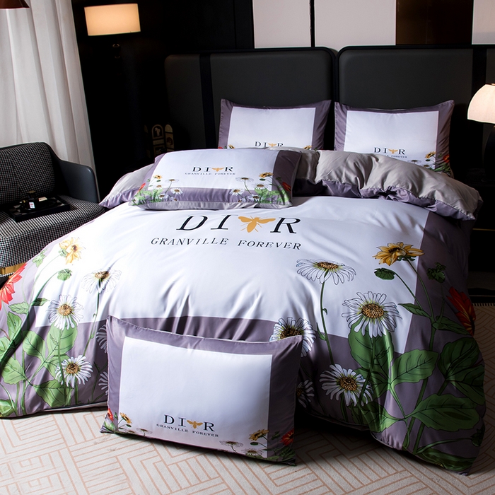 91家纺网 家纺一手货源 找家纺 色鬼布艺高端家居主号 2026春夏新款外贸跨境欧美轻奢潮牌水洗真丝四件套印花四件套 花园